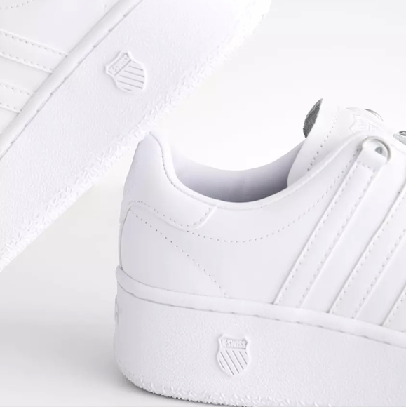 SOLD K-SWISS Genuine Leather White Platform Sneakers sz 11 - Picture 4 of 9